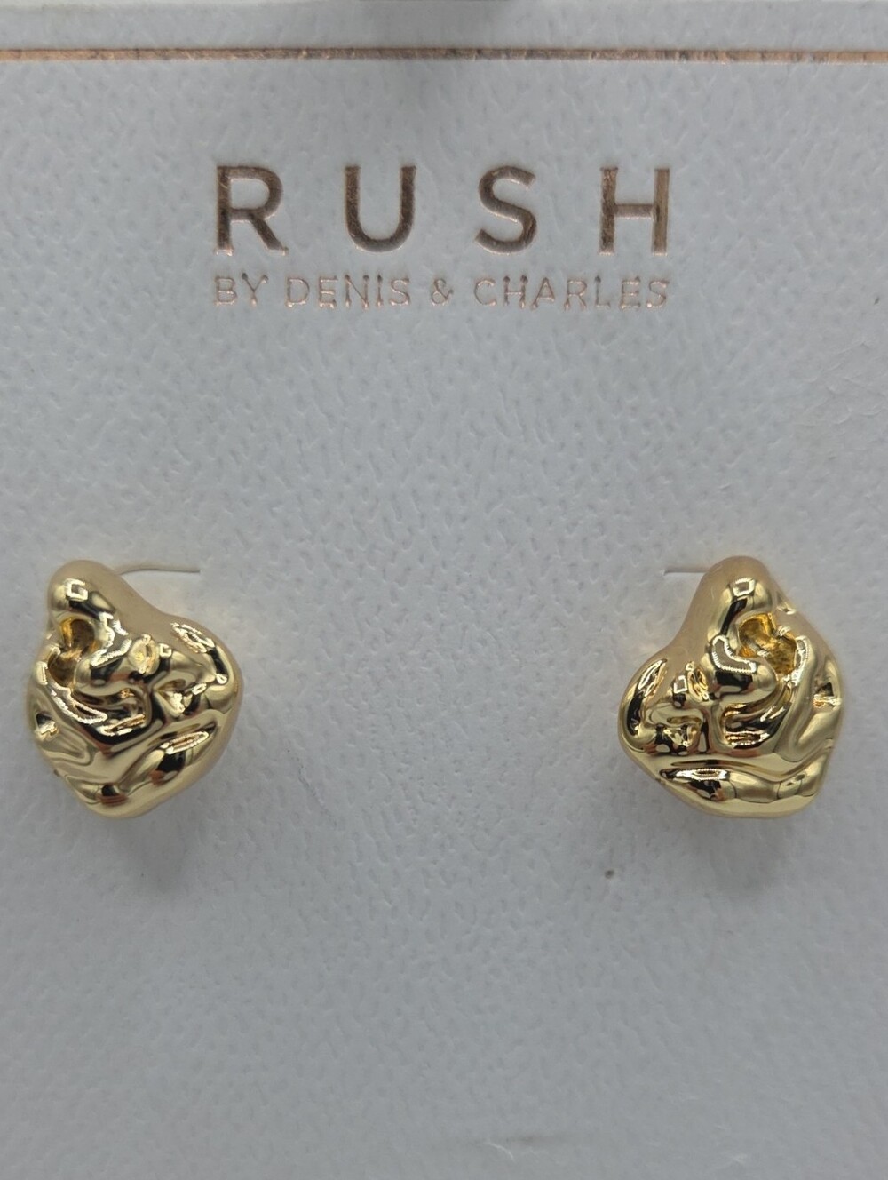 5 for $25! RUSH By Denis & Charles Gold Tone Nugget Stud Earrings